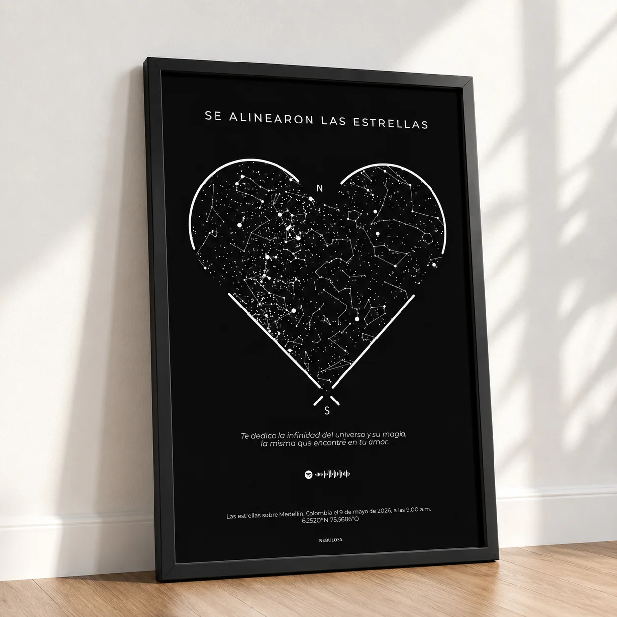 Mapa Corazón oscuro con marco negro
