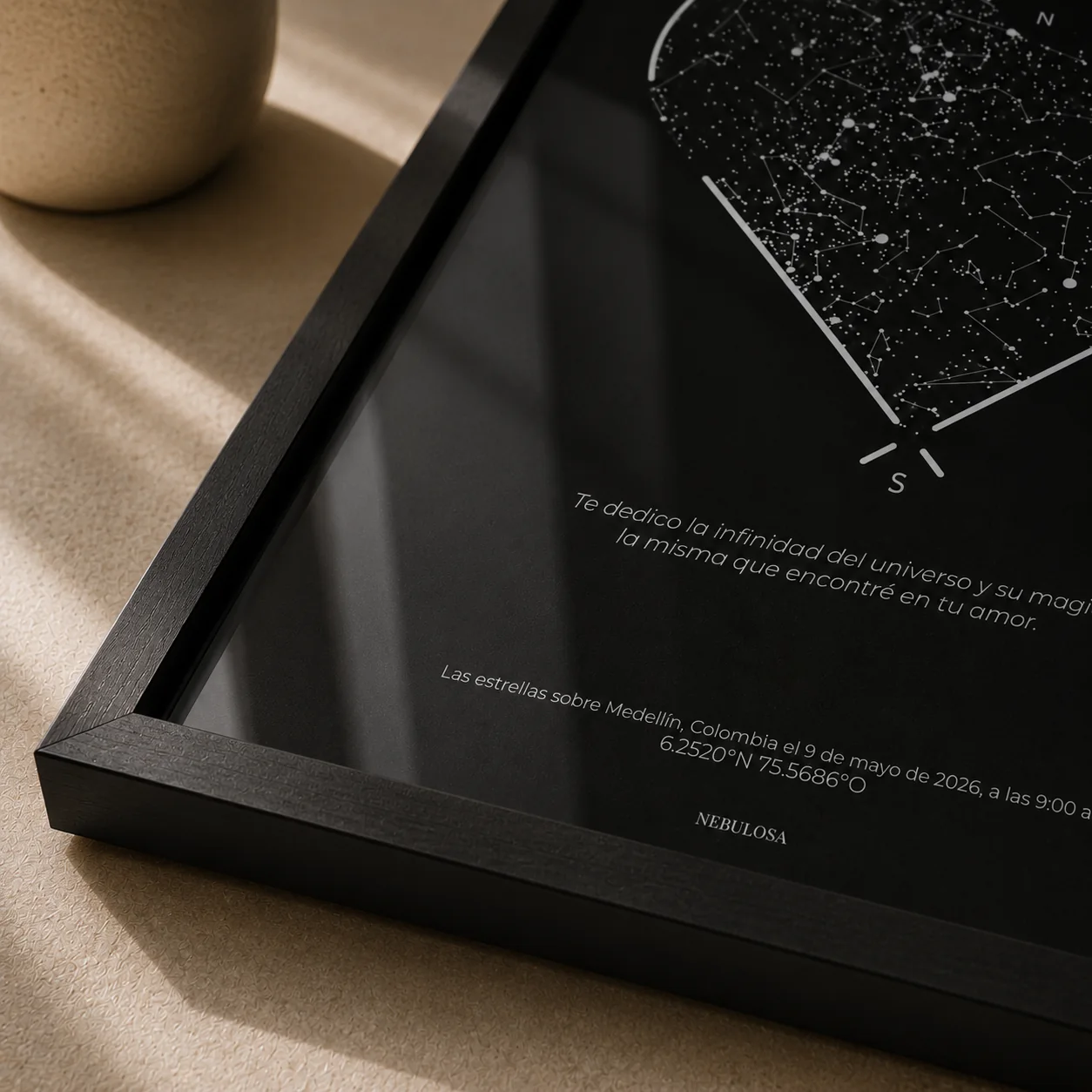 Detalle del mapa estelar en marco negro